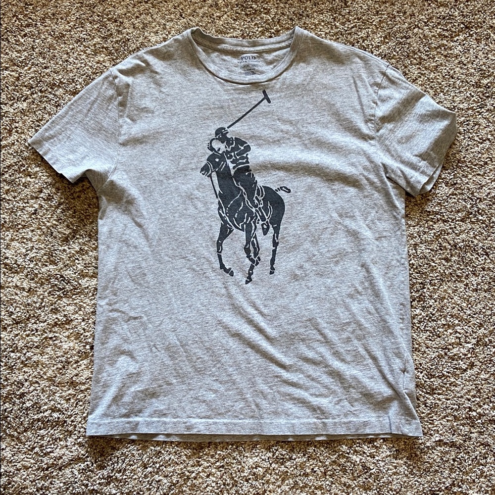 Polo Ralph Lauren Heather Gray Tee with Black Graphic